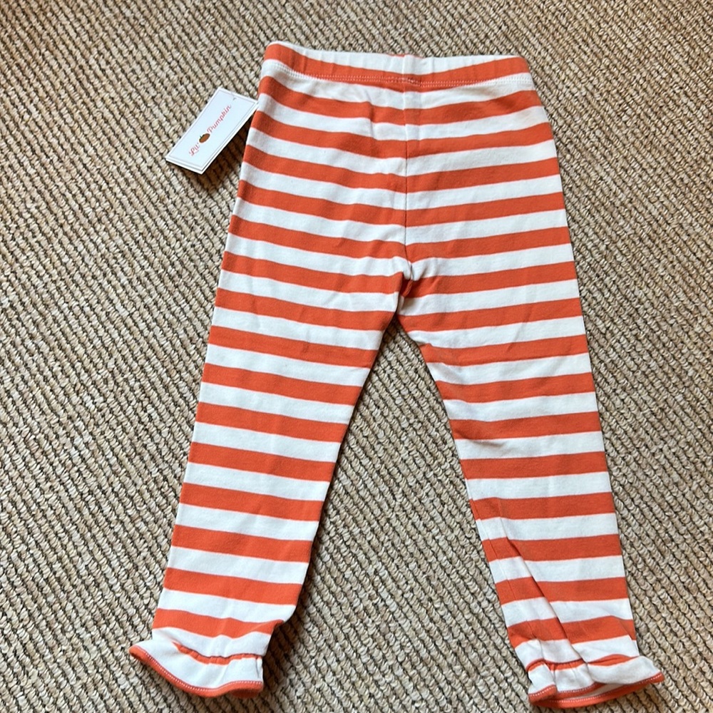 NWT Gymboree Lil' Pumpkin orange and white (cream) toddler girl leggings 2T - Picture 5 of 5